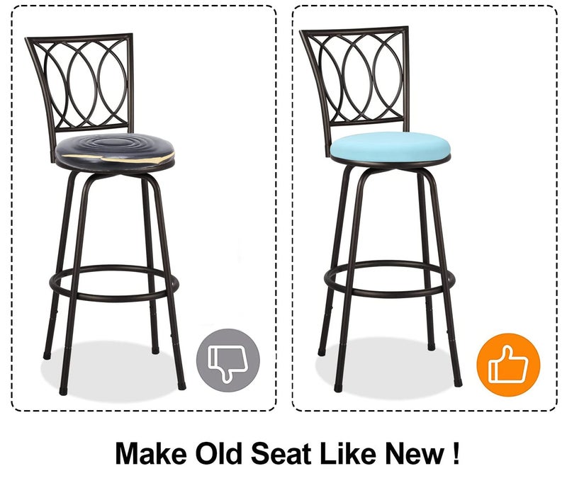 Deisy Dee 4PCS Round Bar Stool Seat Covers Stretch Round Chair Covers for 13-16 Inch Stool Chair (Tiff Blue) - Image 4